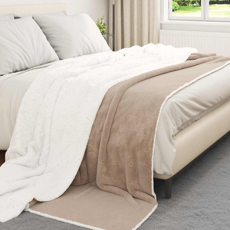 Load image into Gallery viewer, Vidaxl gooi deken kameel 220 x 240 cm fleece
