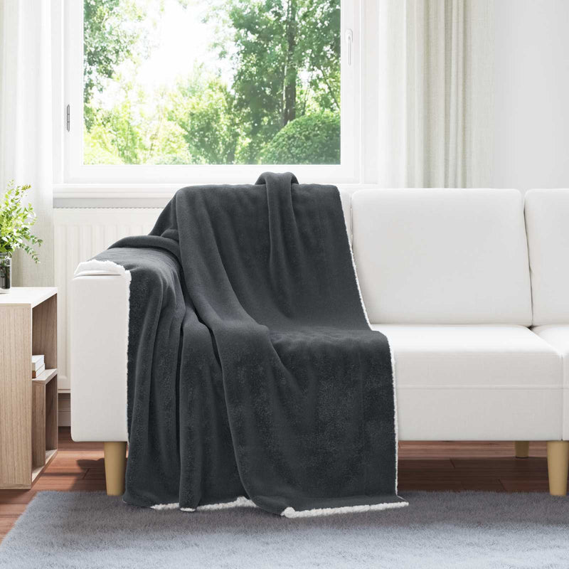 Load image into Gallery viewer, Vidaxl gooi deken donkergrijs 130 x 150 cm fleece
