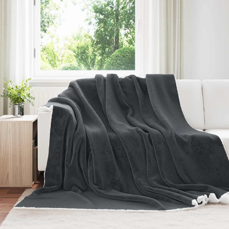 Load image into Gallery viewer, Vidaxl gooi deken donkergrijs 240 x 270 cm fleece
