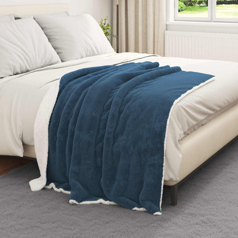 Load image into Gallery viewer, Vidaxl gooi deken marineblauw 130 x 150 cm fleece
