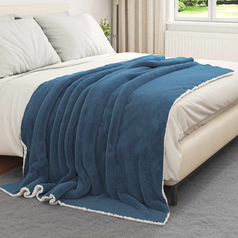 Load image into Gallery viewer, Vidaxl gooi deken marineblauw 150 x 200 cm fleece
