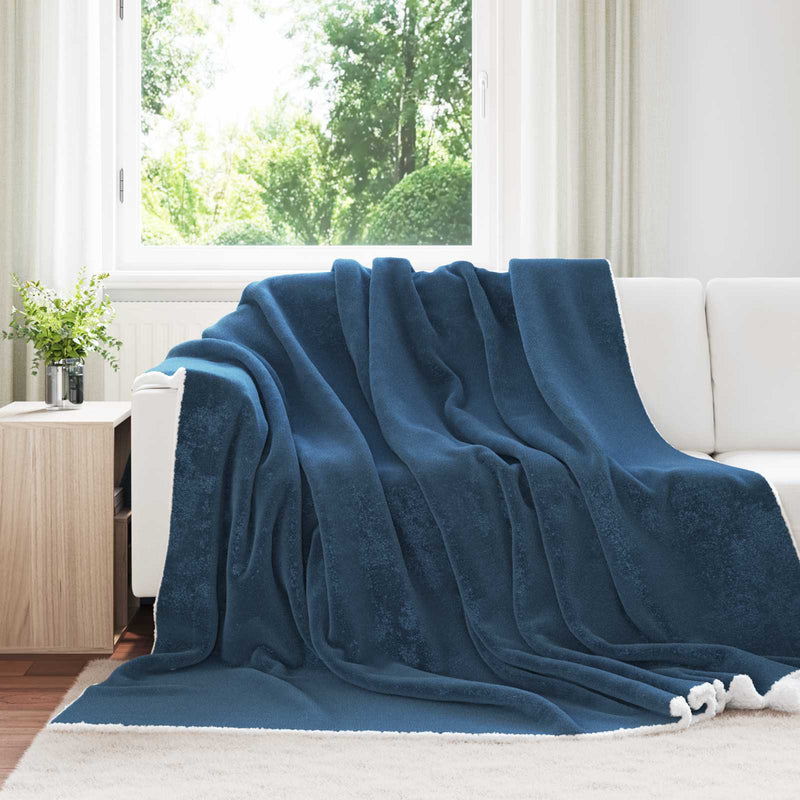 Load image into Gallery viewer, Vidaxl gooi deken marineblauw 220 x 240 cm fleece
