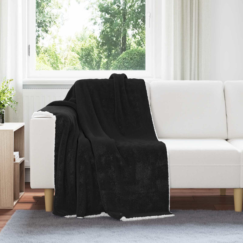 Load image into Gallery viewer, Vidaxl gooi deken zwart 130 x 150 cm fleece

