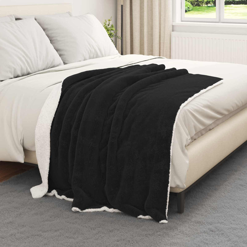 Load image into Gallery viewer, Vidaxl gooi deken zwart 130 x 150 cm fleece
