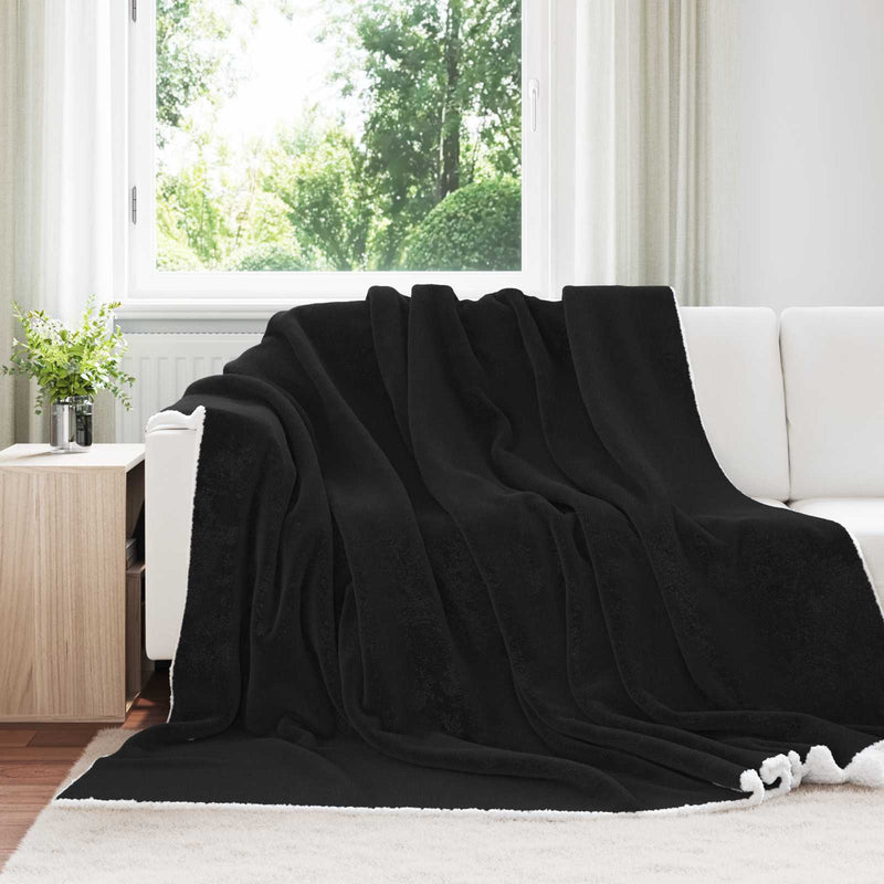 Load image into Gallery viewer, Vidaxl gooi deken zwart 240 x 270 cm fleece
