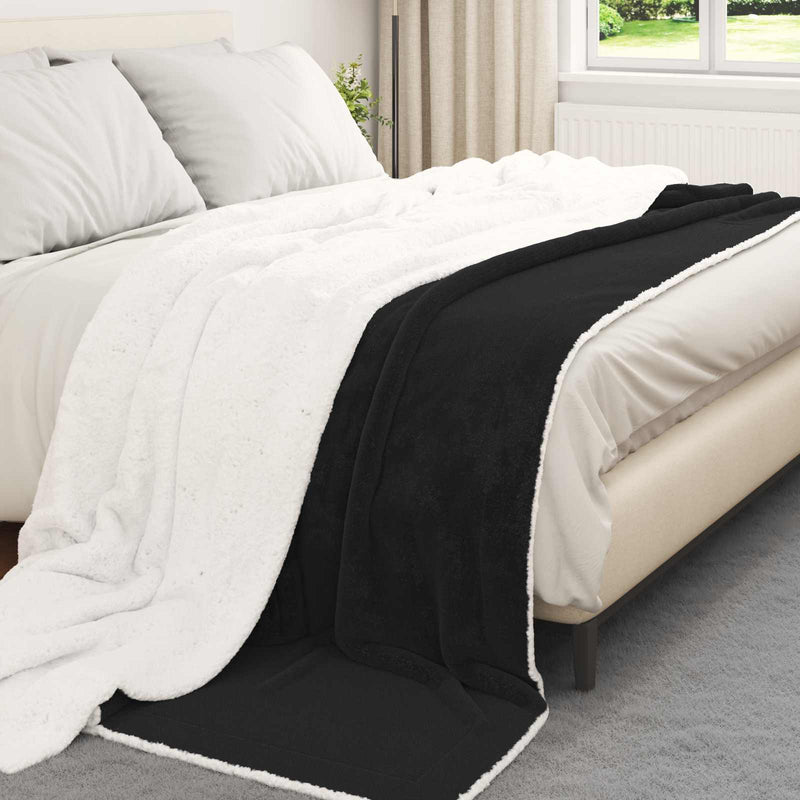 Load image into Gallery viewer, Vidaxl gooi deken zwart 240 x 270 cm fleece
