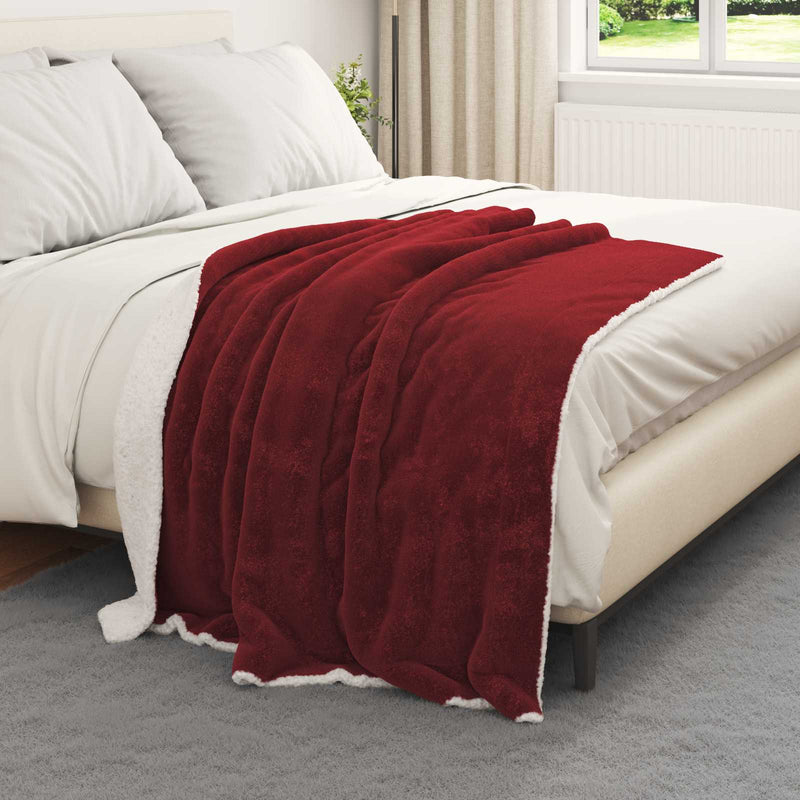 Load image into Gallery viewer, Vidaxl gooi deken bordeaux rood 130 x 150 cm fleece

