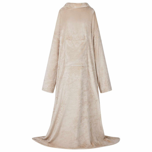 Vidaxl deken hoodie beige f flanel