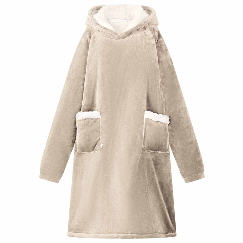 Load image into Gallery viewer, Vidaxl deken hoodie beige m fleece en flanel
