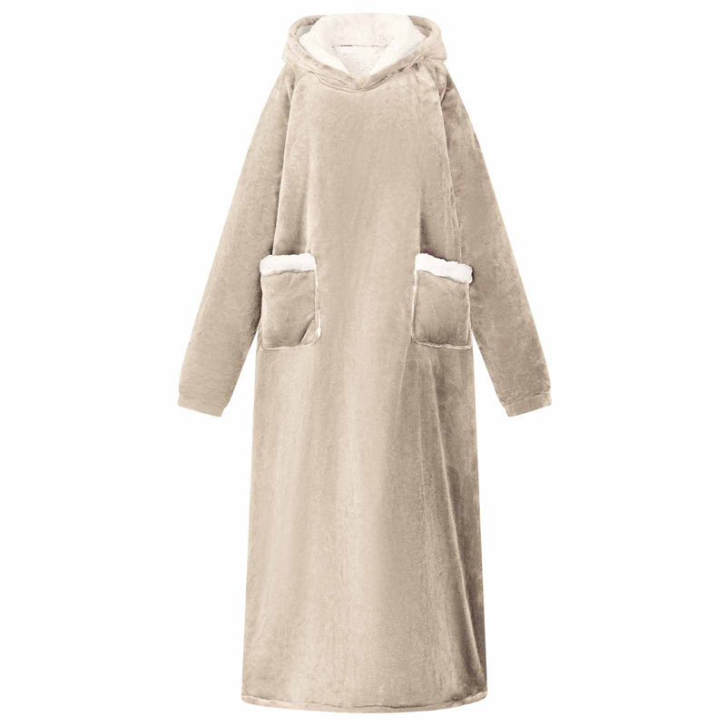 Load image into Gallery viewer, Vidaxl deken hoodie beige m fleece en flanel
