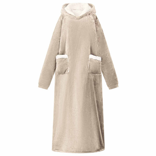 Vidaxl deken hoodie beige m fleece en flanel