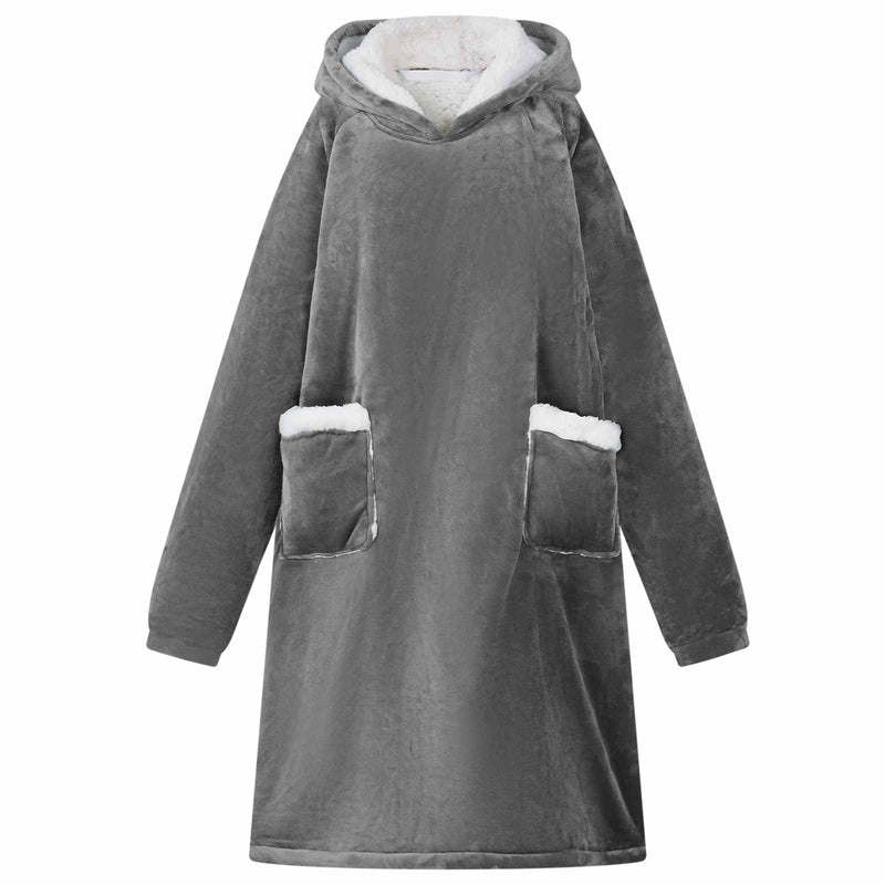 Load image into Gallery viewer, Vidaxl deken hoodie donkergrijs l fleece en flanel
