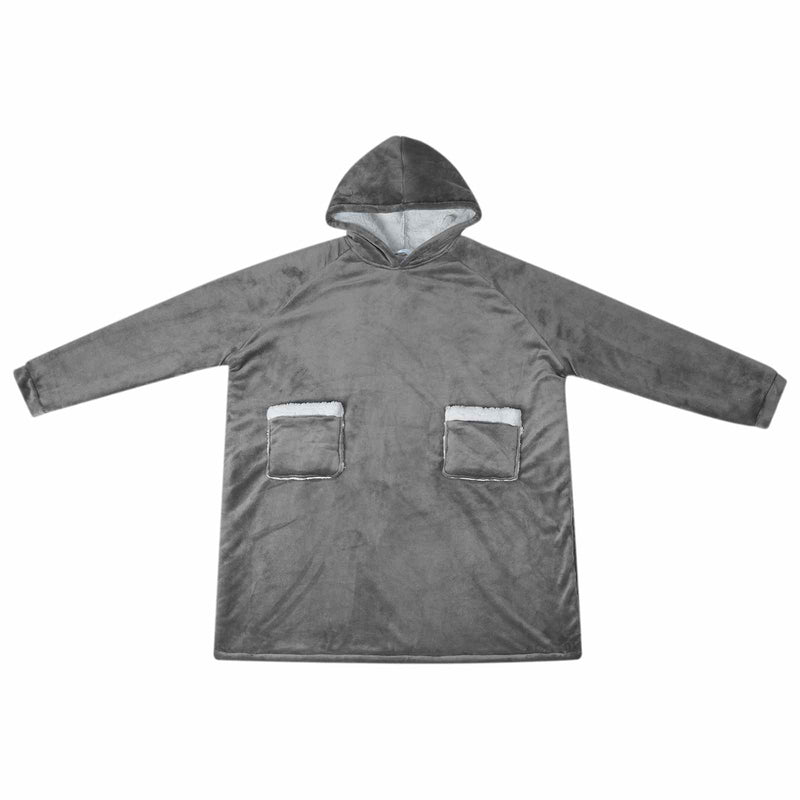 Load image into Gallery viewer, Vidaxl deken hoodie donkergrijs l fleece en flanel
