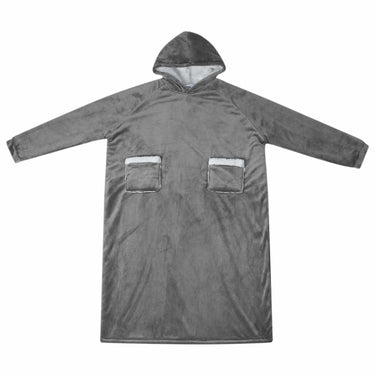 Vidaxl deken hoodie donkergrijs m fleece en flanel