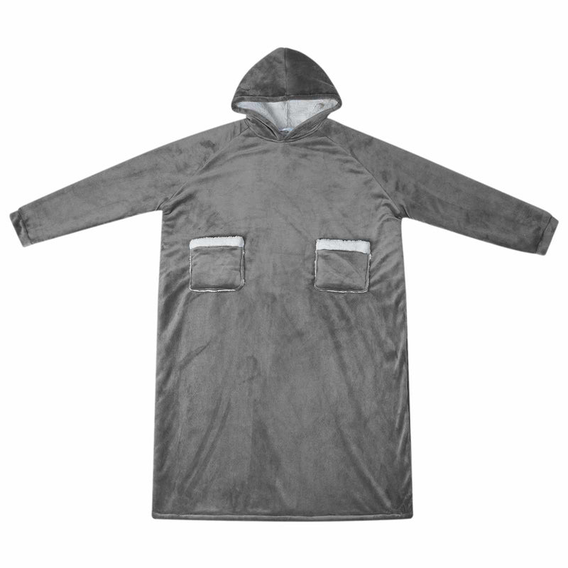 Load image into Gallery viewer, Vidaxl deken hoodie donkergrijs m fleece en flanel

