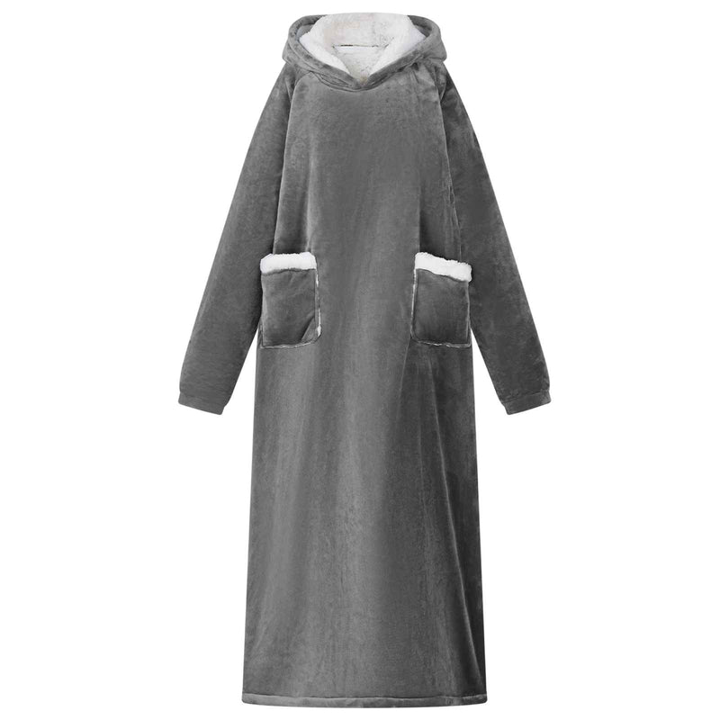 Load image into Gallery viewer, Vidaxl deken hoodie donkergrijs l fleece en flanel
