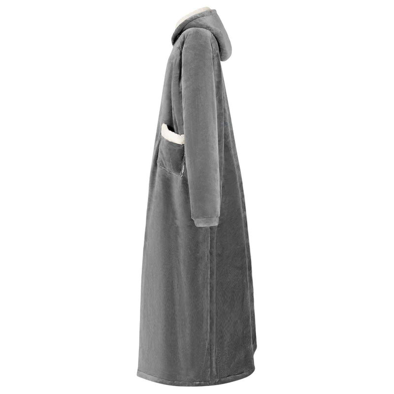 Load image into Gallery viewer, Vidaxl deken hoodie donkergrijs l fleece en flanel
