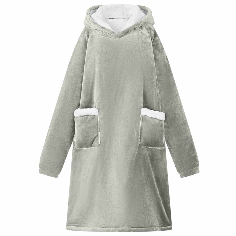 Load image into Gallery viewer, Vidaxl deken hoodie grijs m fleece en flanel
