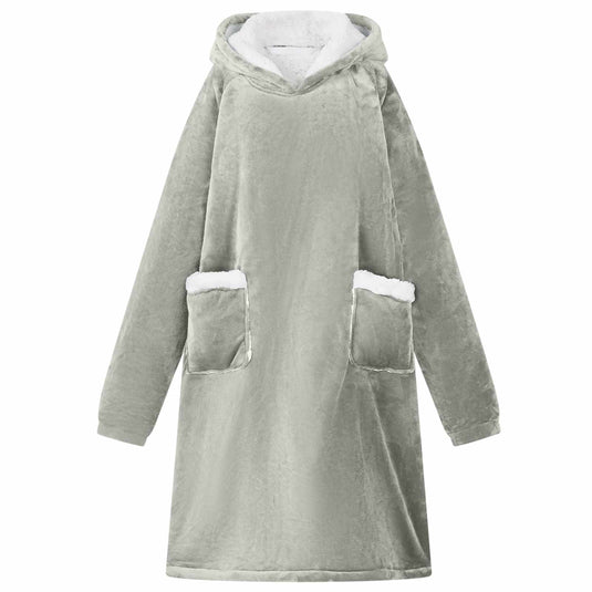 Vidaxl deken hoodie grijs m fleece en flanel