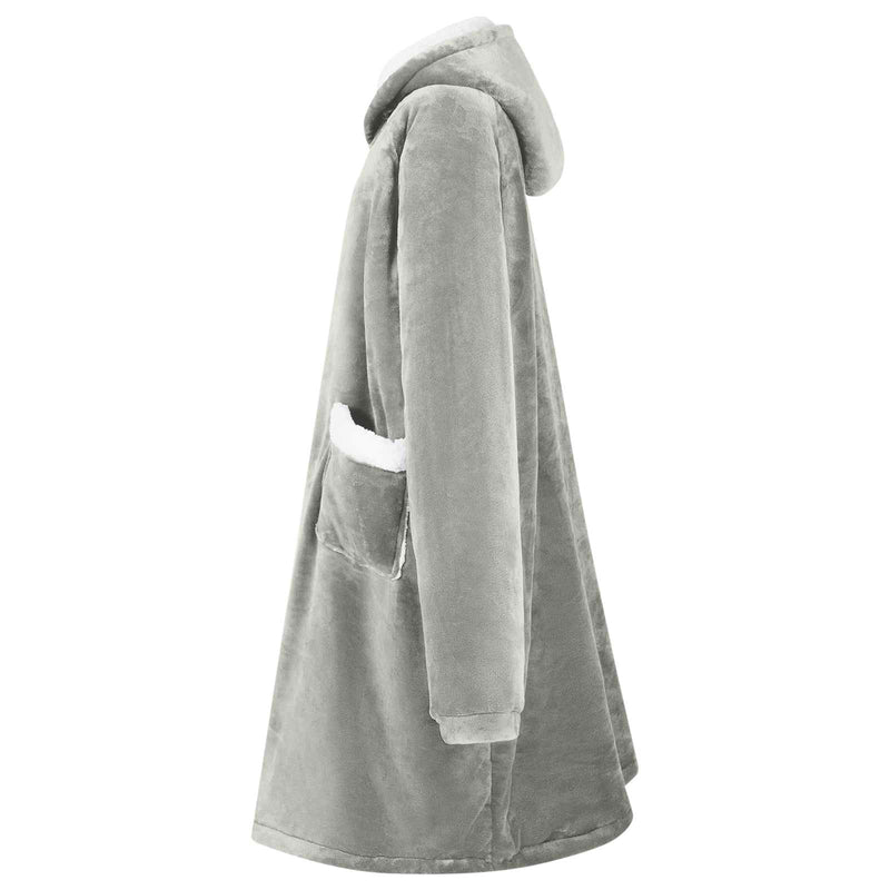 Load image into Gallery viewer, Vidaxl deken hoodie grijs m fleece en flanel
