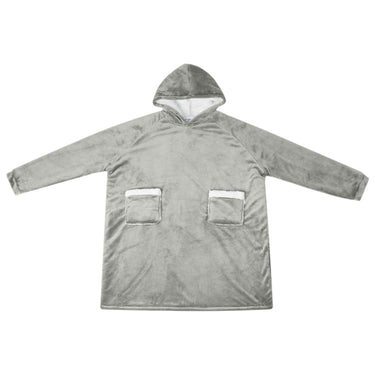 Vidaxl deken hoodie grijs l fleece en flanel