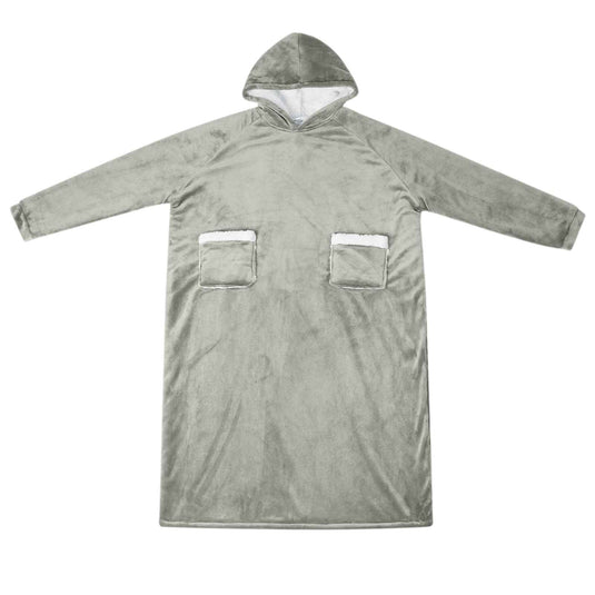 Vidaxl deken hoodie grijs l fleece en flanel