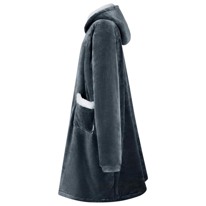 Load image into Gallery viewer, Vidaxl deken hoodie marineblauw m fleece en flanel
