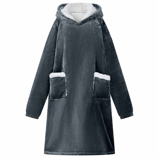 Vidaxl deken hoodie marineblauw l fleece en flanel