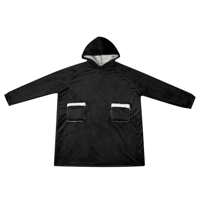 Load image into Gallery viewer, Vidaxl deken hoodie zwart l fleece en flanel
