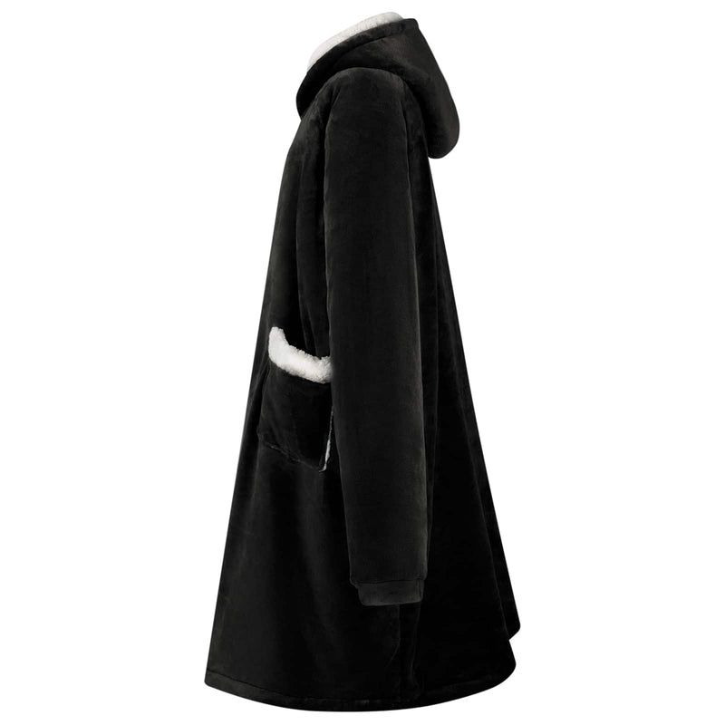 Load image into Gallery viewer, Vidaxl deken hoodie zwart l fleece en flanel
