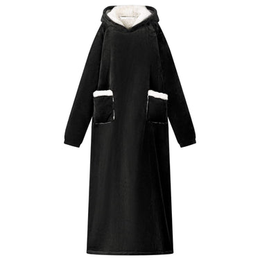 Vidaxl deken hoodie zwart m fleece en flanel