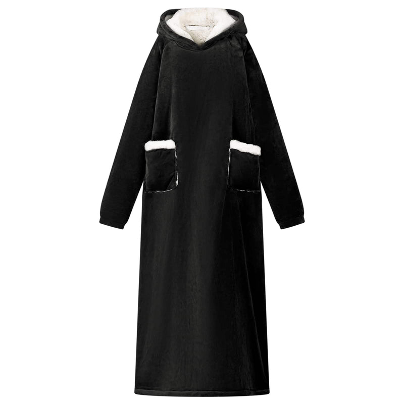 Load image into Gallery viewer, Vidaxl deken hoodie zwart m fleece en flanel
