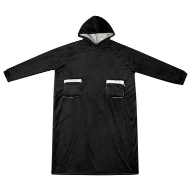 Vidaxl deken hoodie zwart l fleece en flanel