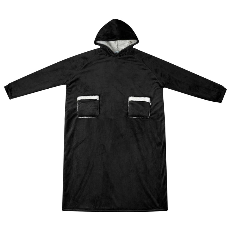 Load image into Gallery viewer, Vidaxl deken hoodie zwart l fleece en flanel
