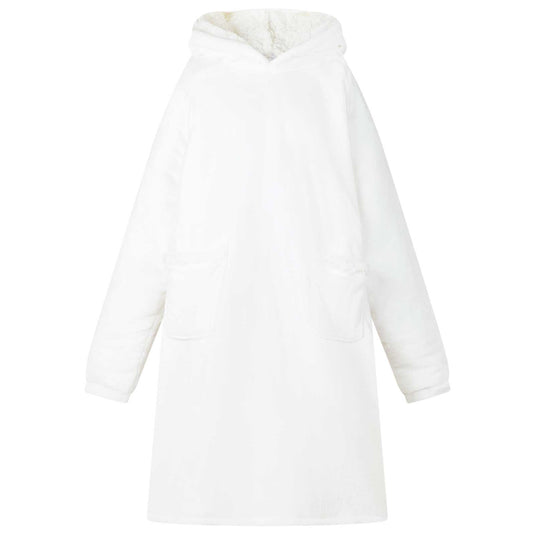 Vidaxl deken hoodie wit m fleece en flanel