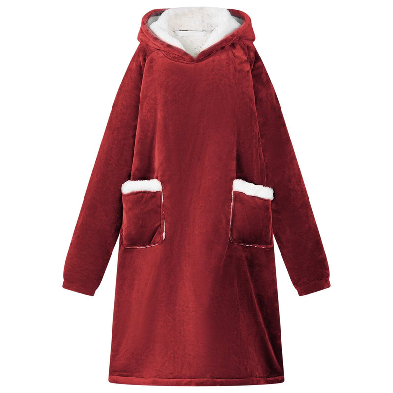Load image into Gallery viewer, Vidaxl deken hoodie bordeaux rood m fleece en flanel
