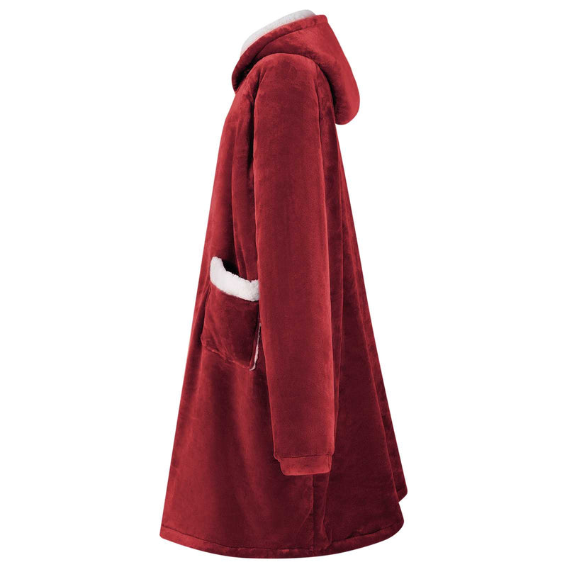 Load image into Gallery viewer, Vidaxl deken hoodie bordeaux rood m fleece en flanel
