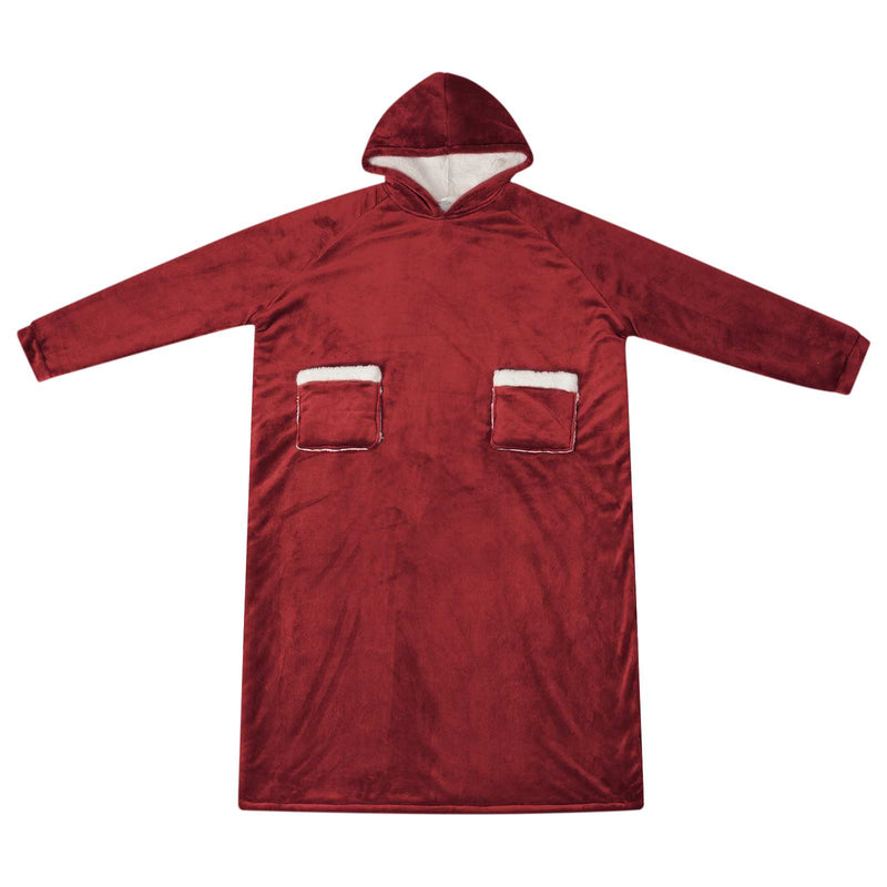 Load image into Gallery viewer, Vidaxl deken hoodie bordeaux rood m fleece en flanel
