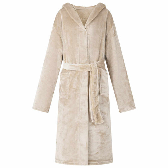 Vidaxl badjas hoodie beige m flanel