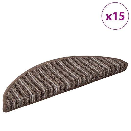Vidaxl zelfklevende trapmatten 15 pcs bruin 56 x 17 x 3 cm