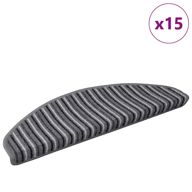 Load image into Gallery viewer, Vidaxl zelfklevende trapmatten 15 pcs grijs 65 x 21 x 4 cm

