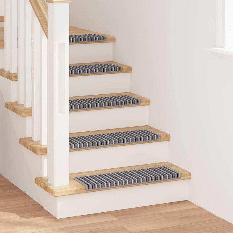 Load image into Gallery viewer, Vidaxl zelfklevende trapmatten gestreept 15 pcs grijs 65 x 21 x 4 cm
