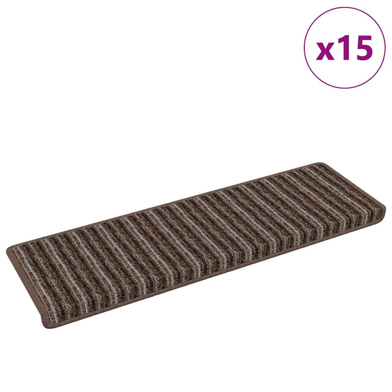 Load image into Gallery viewer, Vidaxl zelfklevende trapmatten gestreept 15 pcs bruin 65 x 21 x 4 cm
