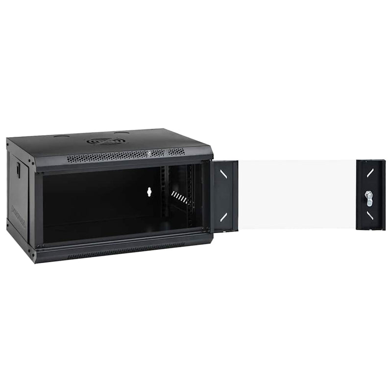 Load image into Gallery viewer, Vidaxl netwerk kabinet met opslag zwart 53 x 45 x 30 cm staal

