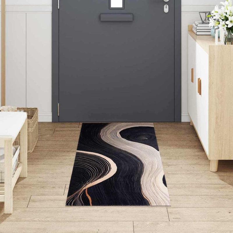 Load image into Gallery viewer, Vidaxl keuken vloerkleed zwart 180 x 60 cm fluweel

