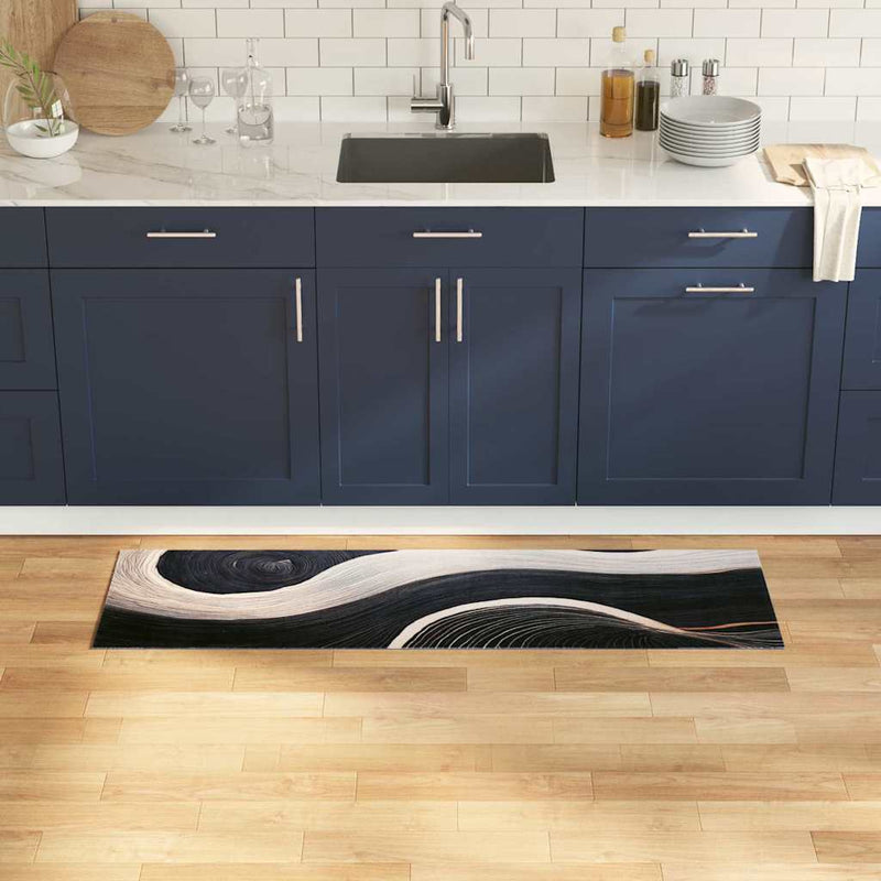 Load image into Gallery viewer, Vidaxl keuken vloerkleed zwart 150 x 45 cm fluweel
