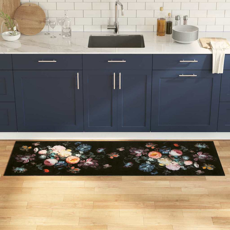 Load image into Gallery viewer, Vidaxl keuken vloerkleed zwart 180 x 60 cm fluweel

