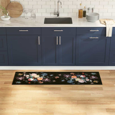 Vidaxl keuken vloerkleed zwart 150 x 45 cm fluweel