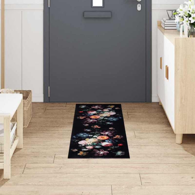 Load image into Gallery viewer, Vidaxl keuken vloerkleed zwart 150 x 45 cm fluweel
