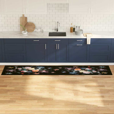 Vidaxl keuken vloerkleed zwart 300 x 60 cm fluweel